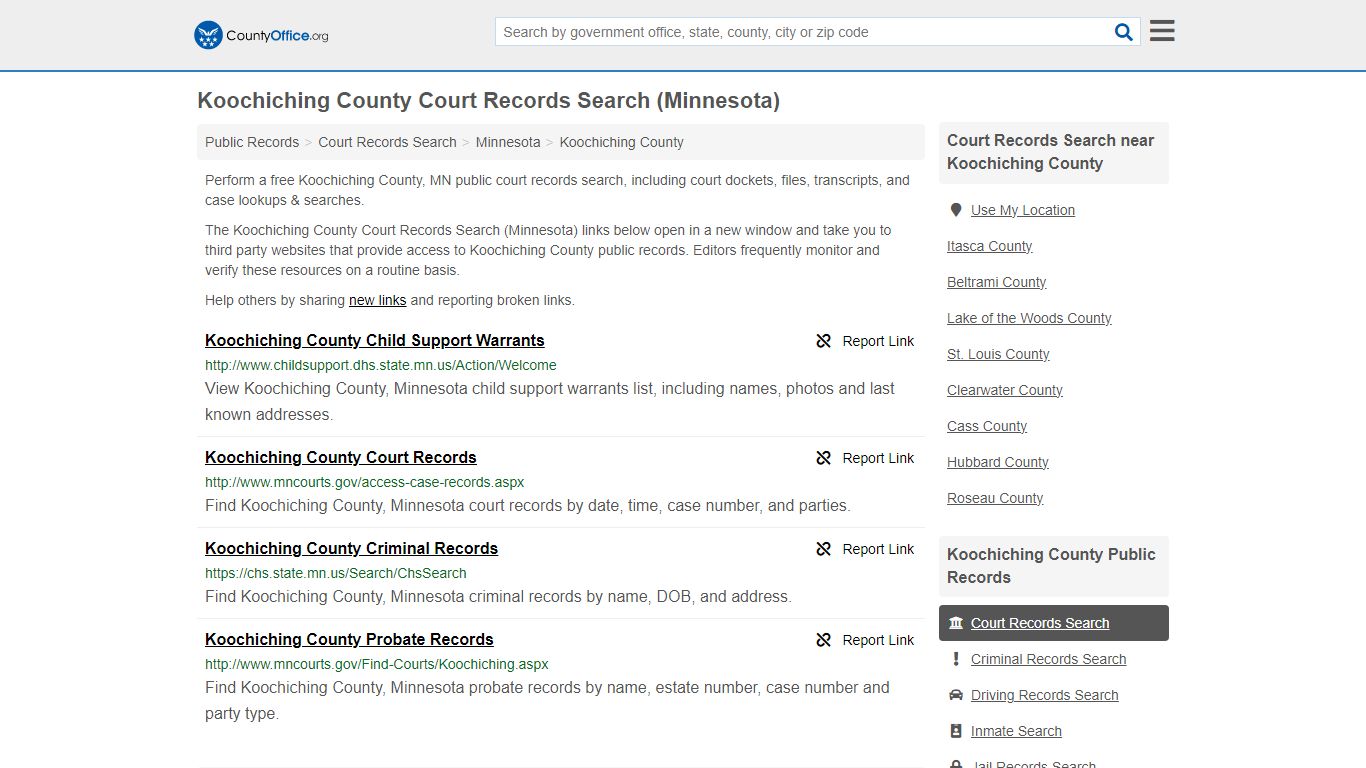 Koochiching County Court Records Search (Minnesota) - County Office