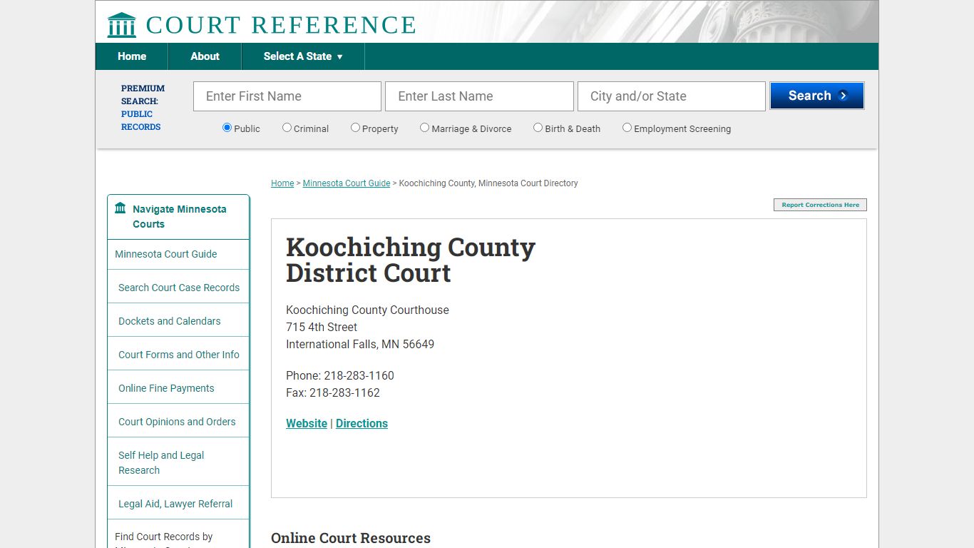Koochiching County District Court - CourtReference.com